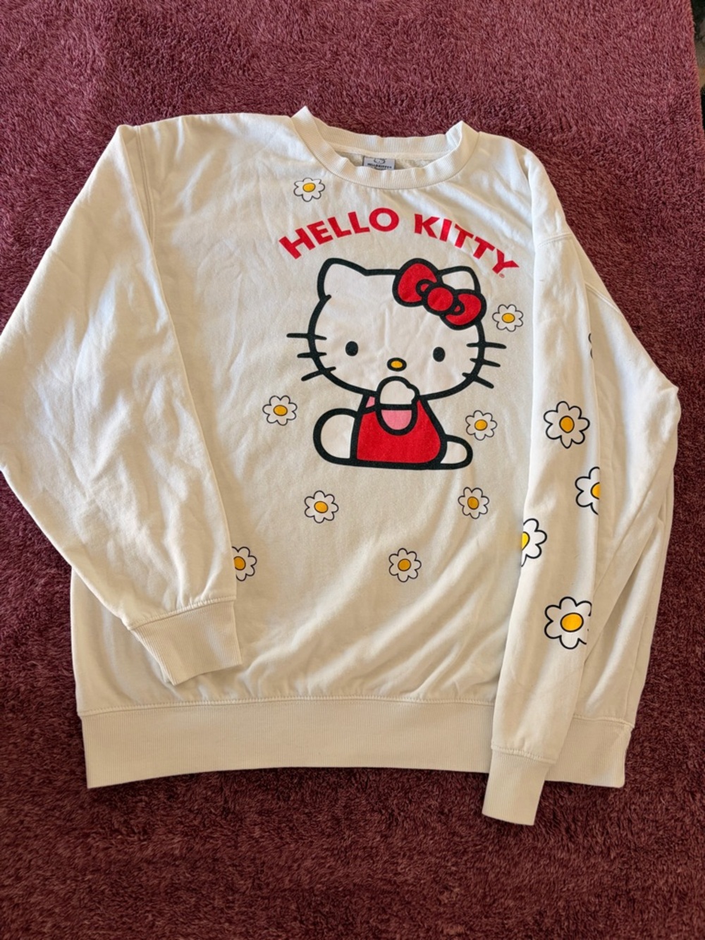 Hello Kitty White Graphic Sweatshirt with Daises